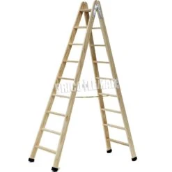 Escalera De Madera De Pintor Profesional En Tijera 9+9 Peldaños Plabell