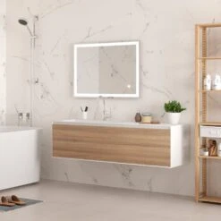 Espejo De Baño Heracles Con Iluminación LED Frontal Y Decorativa, AC 230V 50Hz, 34W, Plástico Y Cristal - Emuca -Brico Lemar Comercio espejo de bano heracles con iluminacion led frontal y decorativa ac 230v 50hz 34w plastico y cristal emuca 3