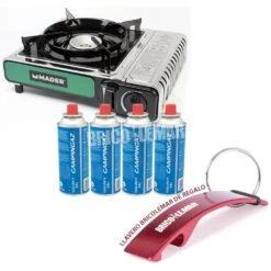 Hornillo Portátil A Gas 2,2kW Mader + 4 Cartuchos De Gas 220g Campingaz -Brico Lemar Comercio hornillo portatil a gas 22kw mader 4 cartuchos de gas 220g campingaz 3