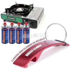 Hornillo Portátil A Gas 2,2kW Mader + 4 Cartuchos De Gas B-250 Butsir -Brico Lemar Comercio hornillo portatil a gas 22kw mader 4 cartuchos de gas b 250 butsir 6