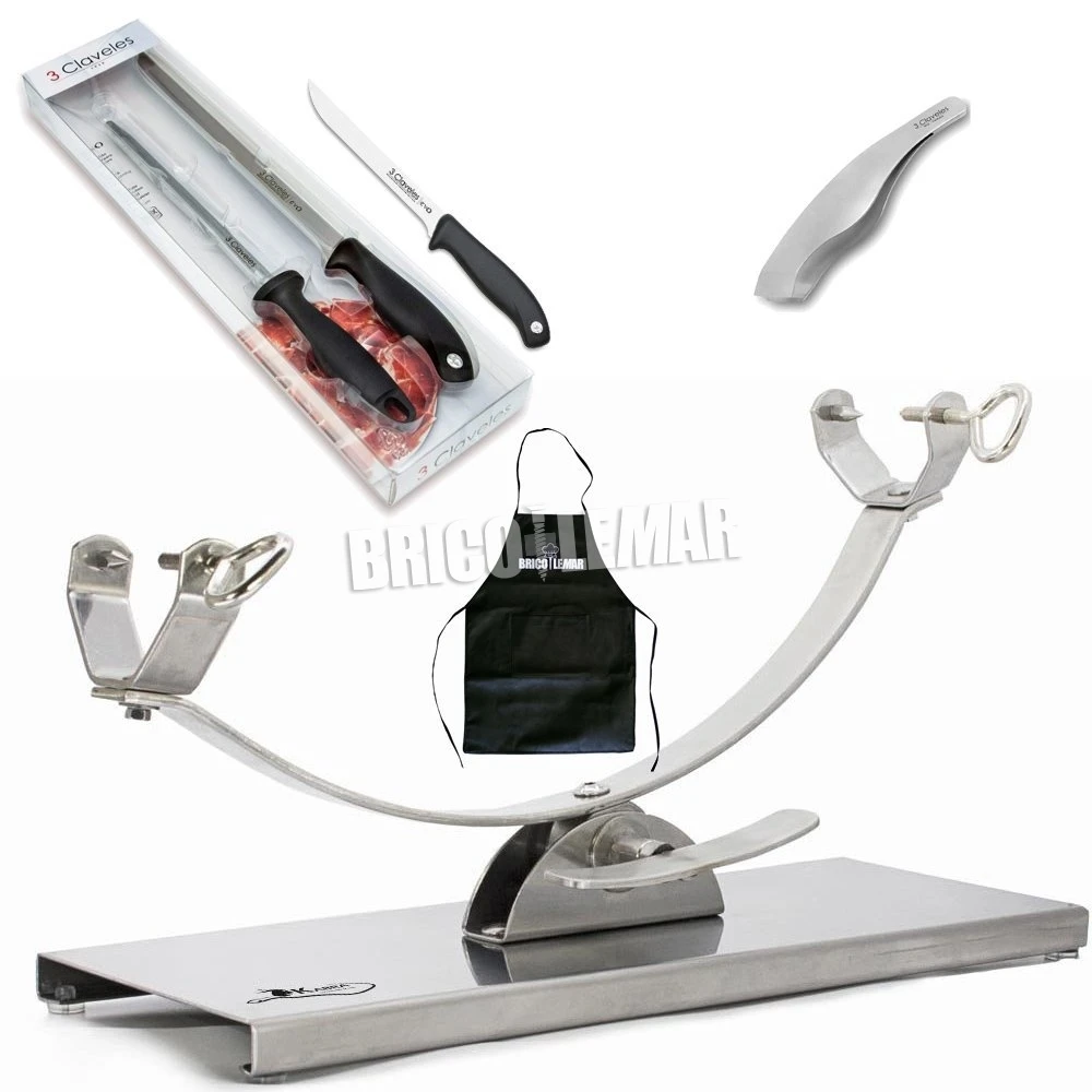 Jamonero Inoxidable De Balancin Kabra + Chaira + Cuchillos Jamonero Y Deshuesador + Pinza Para Jamon + Delantal Bricolemar 3 Jamonero Inoxidable De Balancin Kabra + Chaira + Cuchillos Jamonero Y Deshuesador + Pinza Para Jamon + Delantal Bricolemar