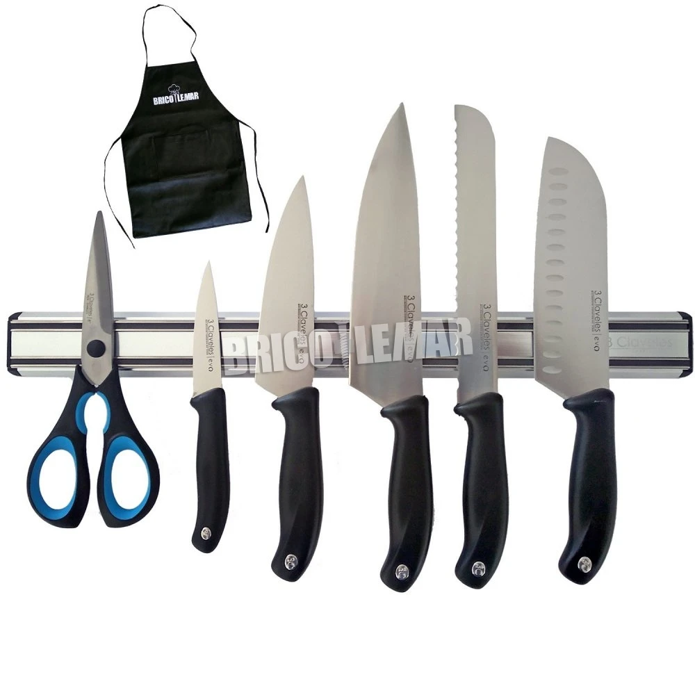 Juego De 5 Cuchillos Evo, Y Tijera De Cocina Ergo 8” En Soporte Magnético 45cm 3 Claveles 3 Juego De 5 Cuchillos Evo, Y Tijera De Cocina Ergo 8” En Soporte Magnético 45cm 3 Claveles