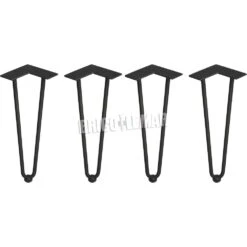 Juego De Cuatro Patas Hairpin De 2 Varillas Para Mesa Altura 400mm Pintado Negro Emuca
