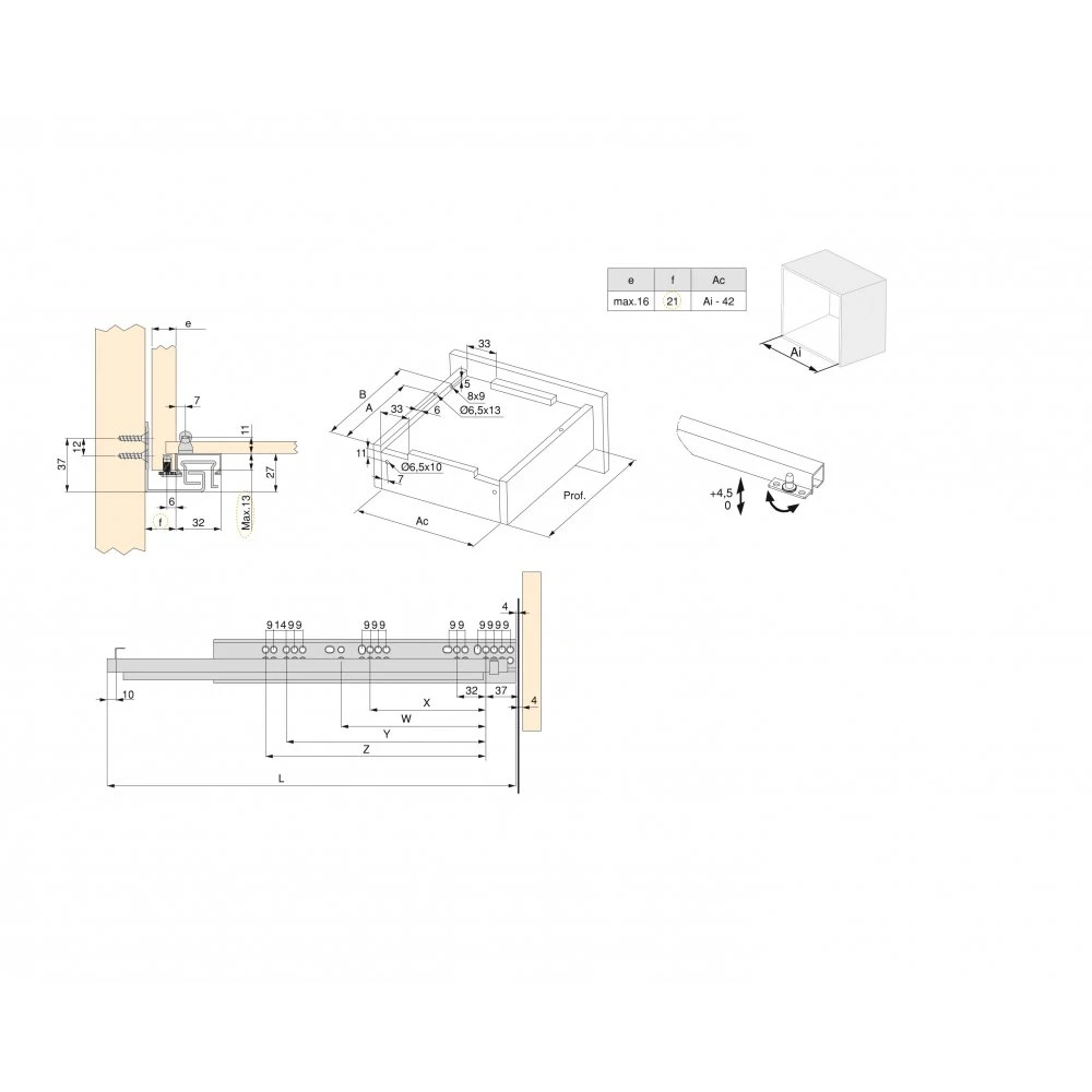 Juego De Guías Ocultas Para Cajones Silver, De Extracción Total, Con Push, Profundidad 250mm, Acero, Cincado - Emuca 9 Juego De Guías Ocultas Para Cajones Silver, De Extracción Total, Con Push, Profundidad 250mm, Acero, Cincado - Emuca - Imagen 7