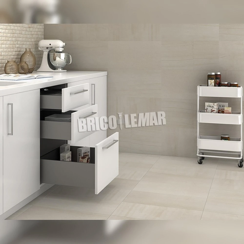 Kit Cajón De Cocina Concept Altura 185mm Profundidad 450mm Cierre Suave Acero Gris Antracita Emuca 5 Kit Cajón De Cocina Concept Altura 185mm Profundidad 450mm Cierre Suave Acero Gris Antracita Emuca - Imagen 3