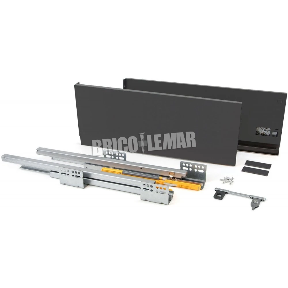 Kit Cajón De Cocina Concept Altura 185mm Profundidad 450mm Cierre Suave Acero Gris Antracita Emuca 3 Kit Cajón De Cocina Concept Altura 185mm Profundidad 450mm Cierre Suave Acero Gris Antracita Emuca