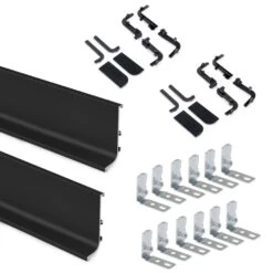 Kit De 2 Perfiles Superiores Gola Para Muebles De Cocina, Longitud 2,35m, Con Accesorios, Aluminio, Pintado Negro - Emuca