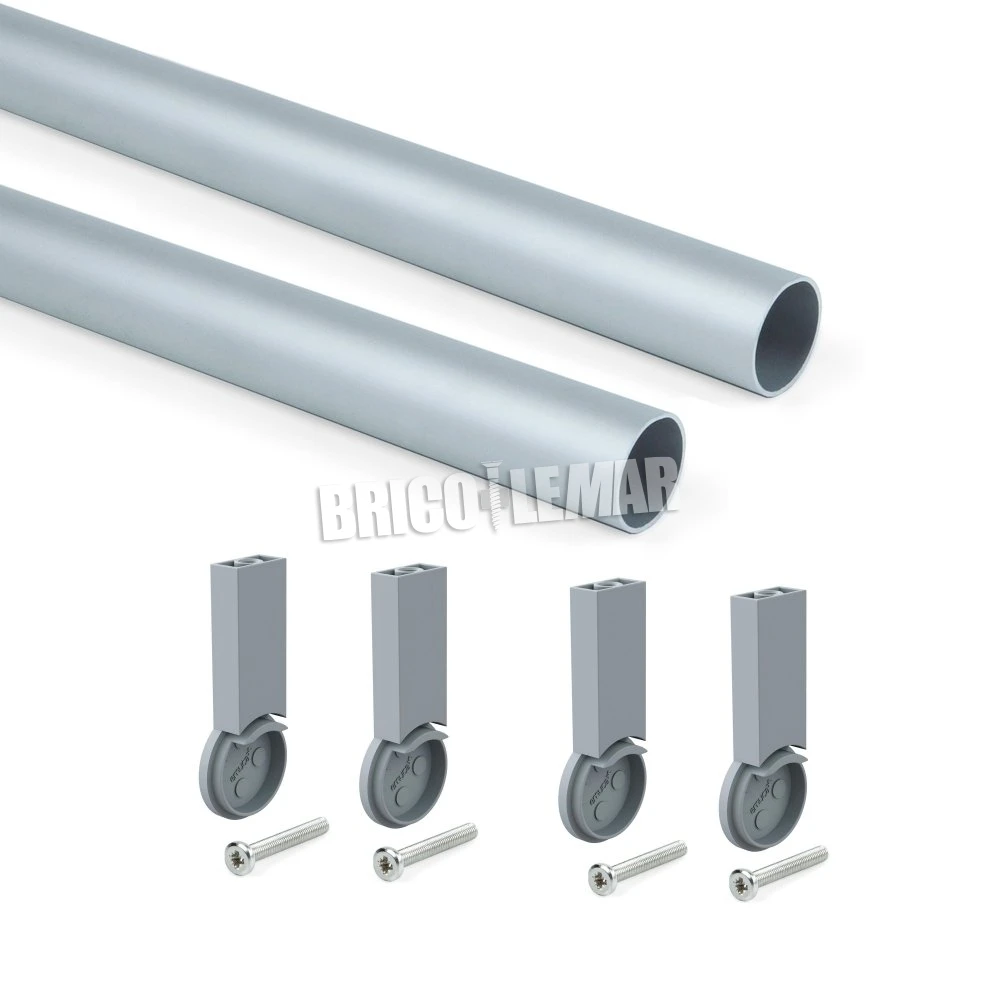 Kit De Barra Para Armario Redonda Ø28 750mm Aluminio Anonizado Emuca 3 Kit De Barra Para Armario Redonda Ø28 750mm Aluminio Anonizado Emuca