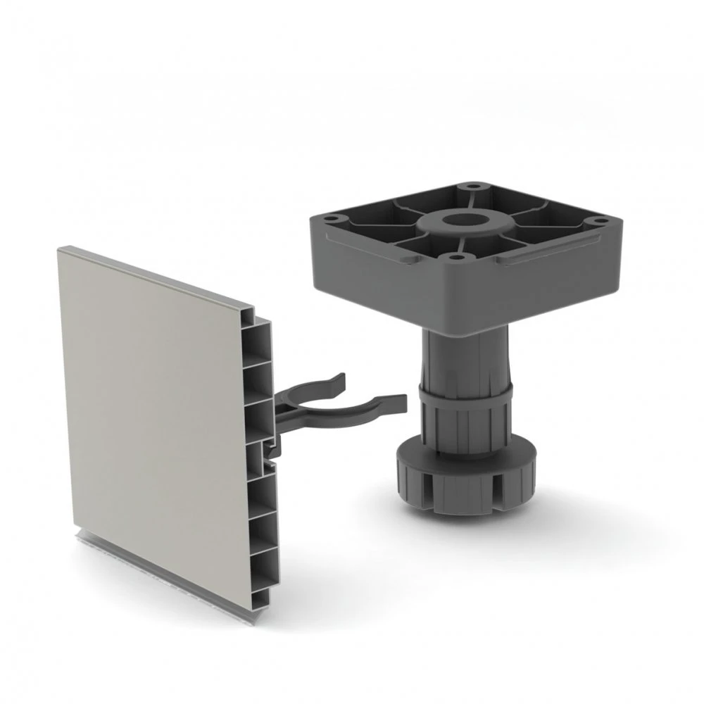 Kit De Pie Nivelador Bone Con Base Cuadrada Para Mueble, Altura 120mm, Regulable 118-160mm, Plástico, Negro - Emuca 6 Kit De Pie Nivelador Bone Con Base Cuadrada Para Mueble, Altura 120mm, Regulable 118-160mm, Plástico, Negro - Emuca - Imagen 4