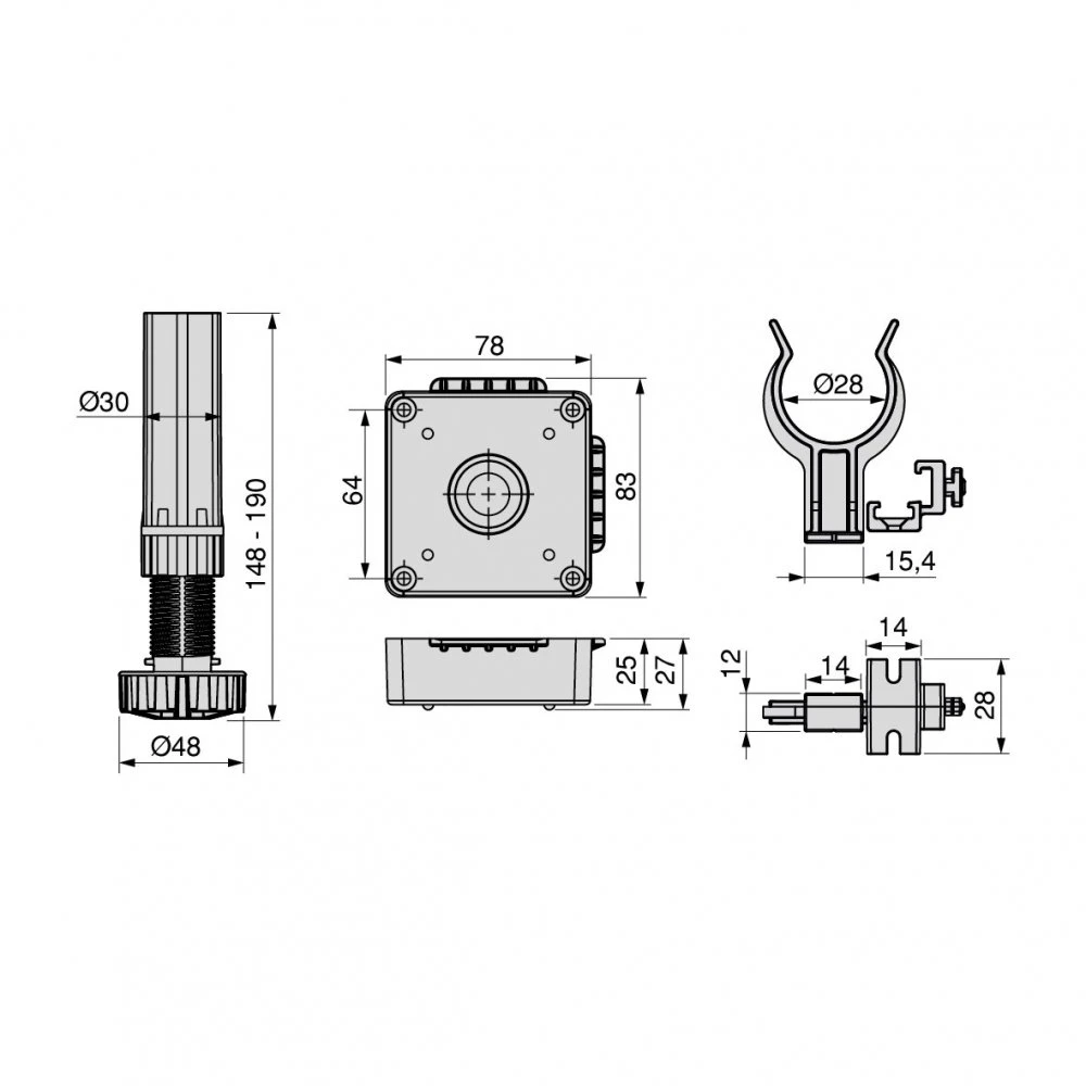 Kit De Pie Nivelador Bone Con Base Cuadrada Para Mueble, Altura 150mm, Regulable 148-190mm, Plástico, Negro - Emuca 10 Kit De Pie Nivelador Bone Con Base Cuadrada Para Mueble, Altura 150mm, Regulable 148-190mm, Plástico, Negro - Emuca - Imagen 8