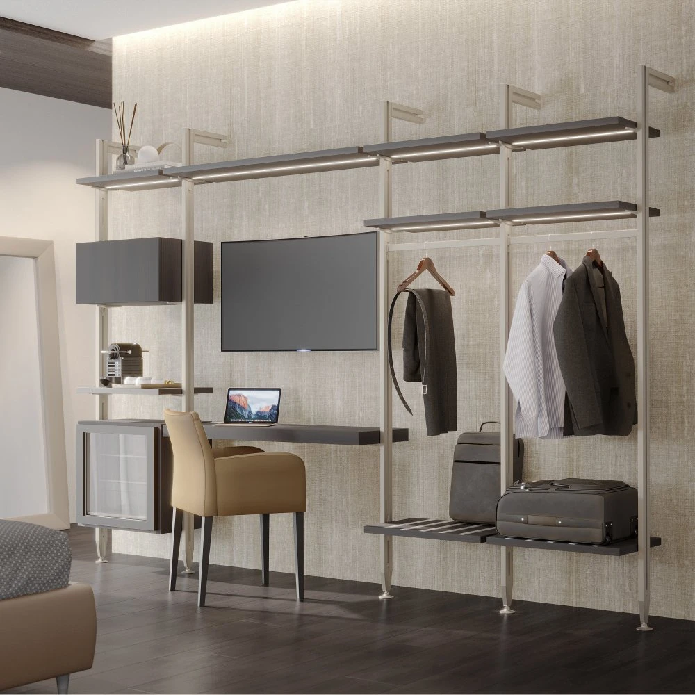 Kit De Soportes Para 3 Estantes De Madera Y 1 Módulo Para La Estructura Zero, Zamak, Pintado Color Gris Piedra - Emuca 4 Kit De Soportes Para 3 Estantes De Madera Y 1 Módulo Para La Estructura Zero, Zamak, Pintado Color Gris Piedra - Emuca - Imagen 2