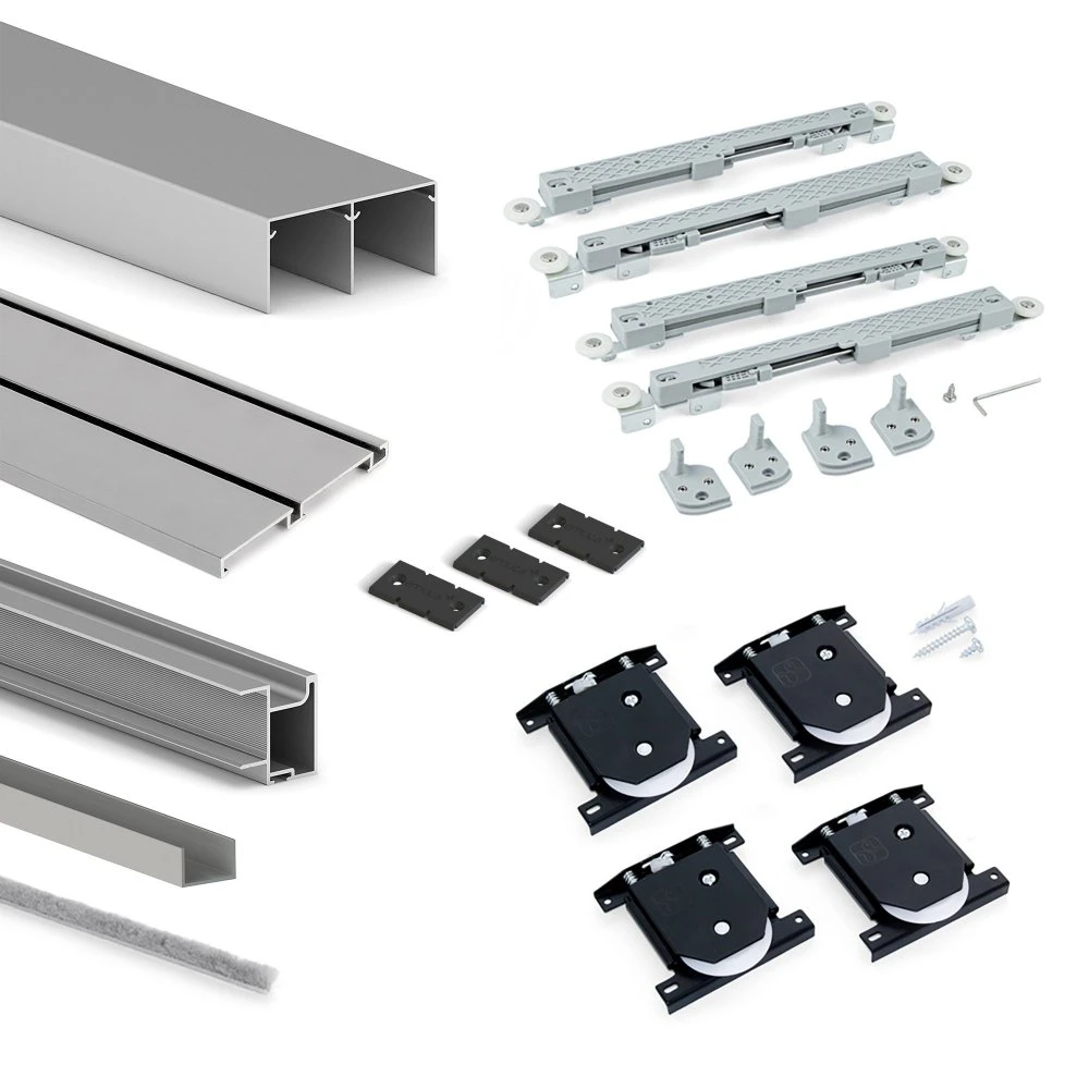 Kit Herrajes Para Armario Con 2 Puertas Correderas Y Cierre Suave Placard 74 Sharp Negro - Emuca 5 Kit Herrajes Para Armario Con 2 Puertas Correderas Y Cierre Suave Placard 74 Sharp Negro - Emuca - Imagen 3