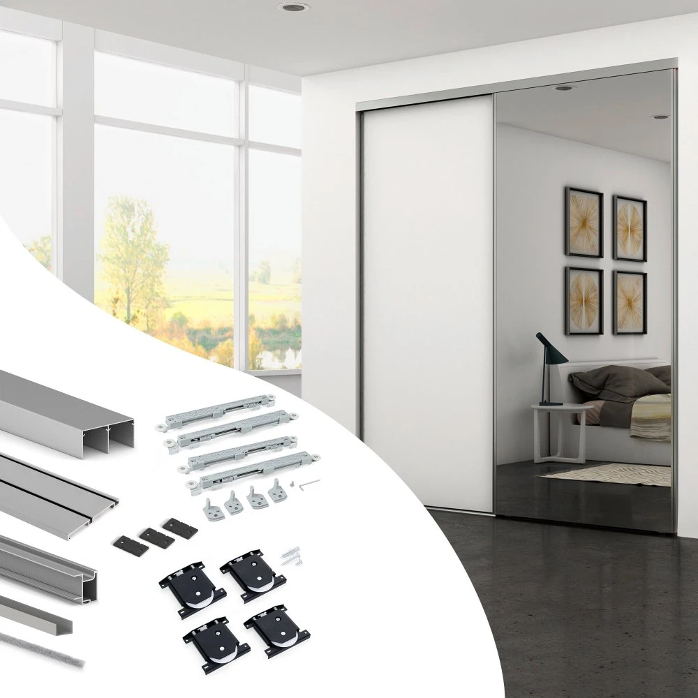Kit Herrajes Para Armario Con 2 Puertas Correderas Y Cierre Suave Placard 74 Sharp Negro - Emuca 3 Kit Herrajes Para Armario Con 2 Puertas Correderas Y Cierre Suave Placard 74 Sharp Negro - Emuca
