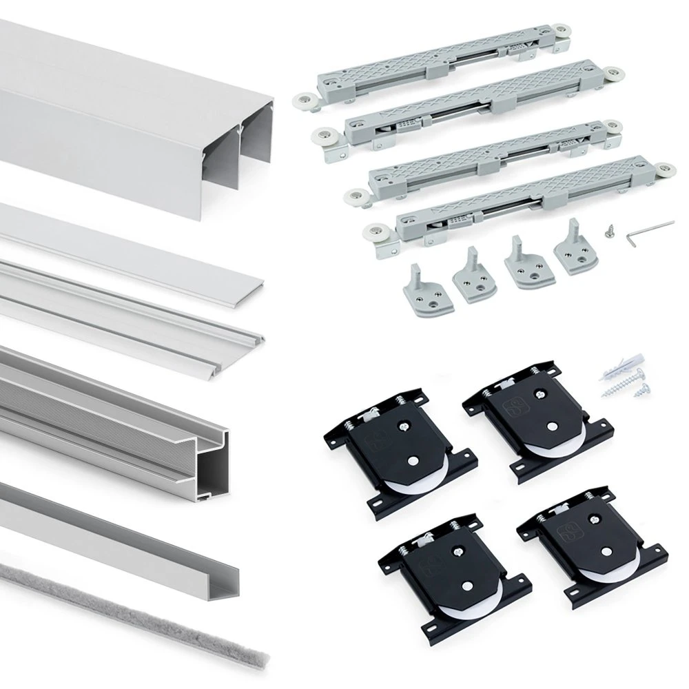 Kit Herrajes Para Armario Con 2 Puertas Correderas Y Cierre Suave Placard 81 Deep - Emuca 5 Kit Herrajes Para Armario Con 2 Puertas Correderas Y Cierre Suave Placard 81 Deep - Emuca - Imagen 3