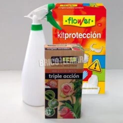 Kit Insecticida Ecológico Triple Acción 100ml Flower + Pulverizador 1 Litro + Set De Protección