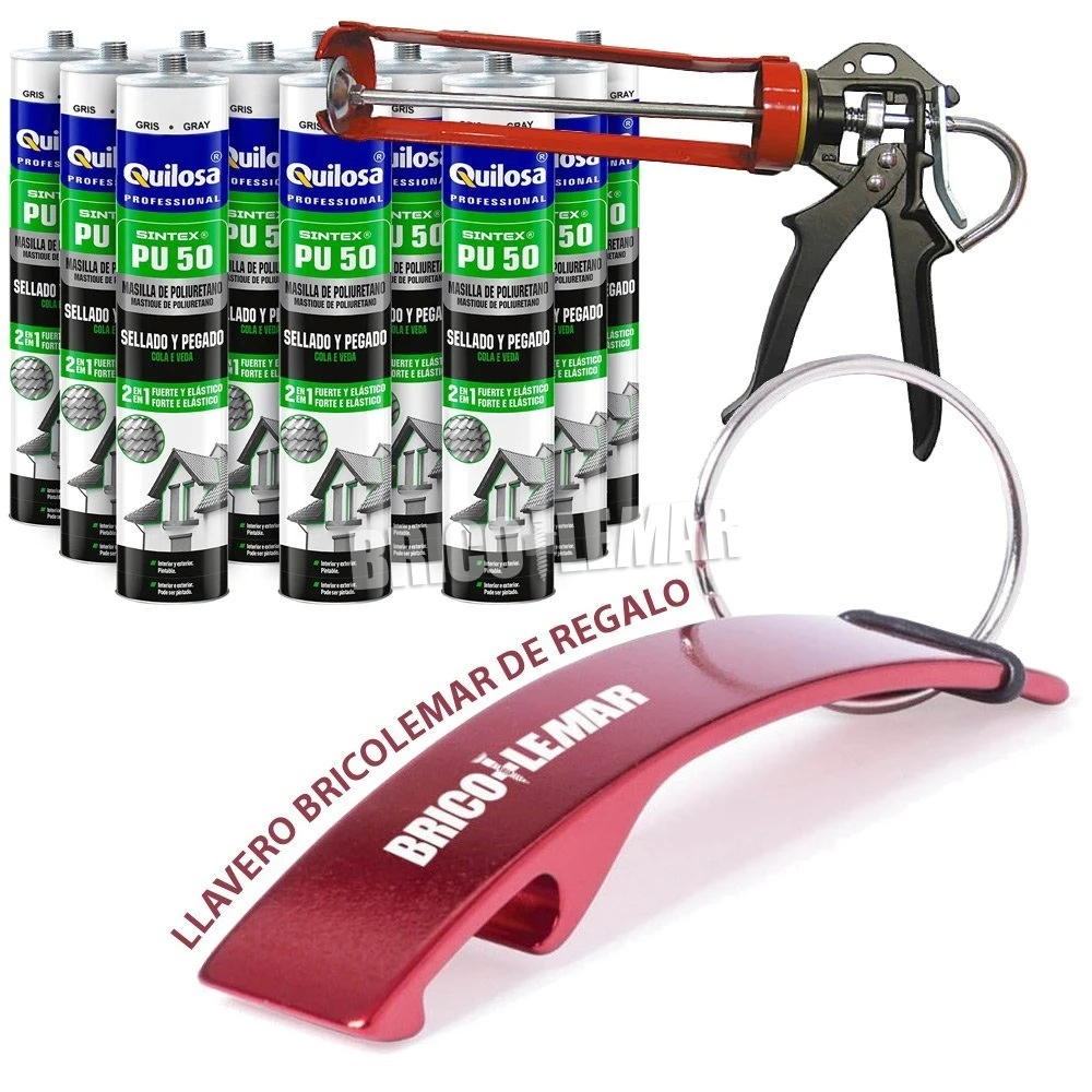 Kit Masilla Poliuretano SINTEX PU-50 Sellado Y Pegado 300ml Gris Caja 12 Unidades + Pistola Cartuchos Difícil Extrusión Quilosa 5 Kit Masilla Poliuretano SINTEX PU-50 Sellado Y Pegado 300ml Gris Caja 12 Unidades + Pistola Cartuchos Difícil Extrusión Quilosa - Imagen 3