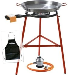 Kit Paellero 40cm Garcima + Paellera 42cm + Soporte Reforzado + Regulador Y Manguera Kabra (Delantal Gratis)