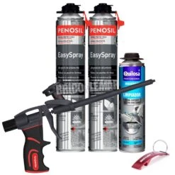 Kit Pistola FoamGun S1 + 2 Cartuchos Espuma Proyectable Penosil EasySpray 700ml + Limpiador De Espuma Fresca 500ml