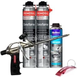 Kit Pistola Gun Foam C1 + 2 Cartuchos Espuma Proyectable Penosil EasySpray 700ml + Limpiador De Espuma Fresca 500ml