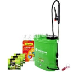 Kit Pulverizador De Presión 12L A Batería 12V 8A Saurium + Herbicida Total Concentrado 3x50g + Set De Protección Flower