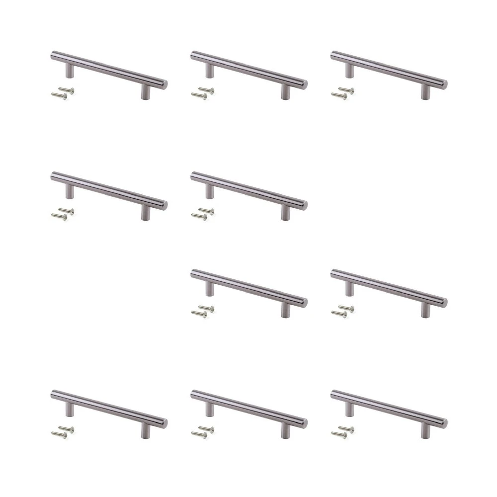 Lote De 10 Tiradores Para Mueble Orlando, L136mm, Intereje 96mm, Acero, Níquel Satinado - Emuca 3 Lote De 10 Tiradores Para Mueble Orlando, L136mm, Intereje 96mm, Acero, Níquel Satinado - Emuca