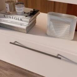 Lote De 10 Tiradores Para Mueble Orlando, L464mm, Intereje 384mm, Acero, Níquel Satinado - Emuca -Brico Lemar Comercio lote de 10 tiradores para mueble orlando l464mm intereje 384mm acero niquel satinado emuca 4