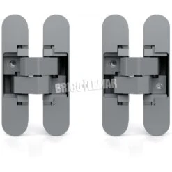 Lote De 2 Bisagras Ocultas Para Puertas De Paso Carga 40Kg Apertura 180º Zamak Gris Metalizado Emuca