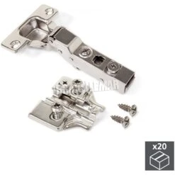 Lote De 20 Bisagras De Cazoleta X91 Acodadas Ø35mm Apertura 100º Con Suplemento Euro Emuca