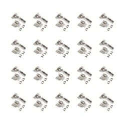 Lote De 20 Bisagras Rectas X91 Con Cierre Suave Y Suplementos Para Atornillar, Altura 0, Acero, Niquelado - Emuca