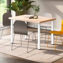 Lote De 4 Patas Para Mesa, Diámetro 60mm, H 830mm, Acero, Pintado Blanco - Emuca -Brico Lemar Comercio lote de 4 patas para mesa diametro 60mm h 830mm acero pintado blanco emuca 3