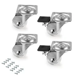 Lote De 4 Ruedas Slip 3 Transparentes Con Placa De Montaje, Diámetro 35mm, Acero Y Plástico - Emuca