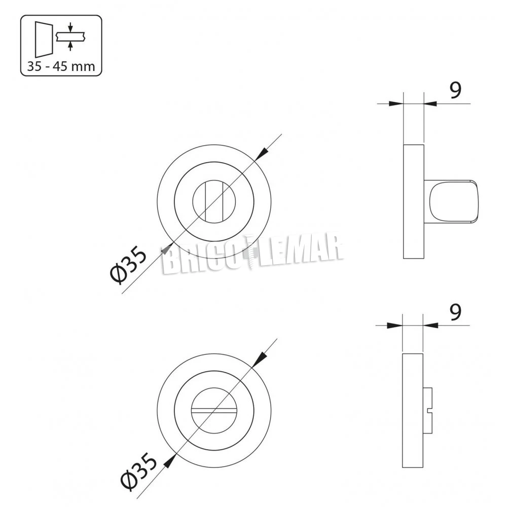 Lote De 5 Juegos De Condena Con Roseta Redonda Para Puertas De Interior Ø35mm Zamak Níquel Satinado Emuca 10 Lote De 5 Juegos De Condena Con Roseta Redonda Para Puertas De Interior Ø35mm Zamak Níquel Satinado Emuca - Imagen 8