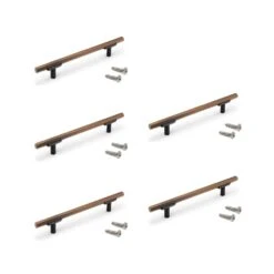 Lote De 5 Tiradores Para Mueble Riad, L168mm, Intereje 128mm, Aluminio, Bronce - Emuca