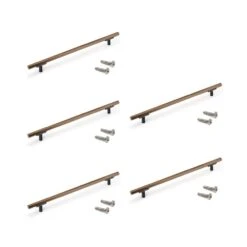 Lote De 5 Tiradores Para Mueble Riad, L232mm, Intereje 192mm, Aluminio, Bronce - Emuca