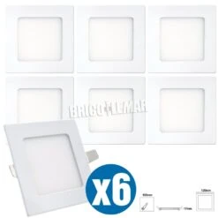 Lote De 6 Downlight Led 6W 480lm Cuadrado 6000k Blanco LDV Lighting -Brico Lemar Comercio lote de 6 downlight led 6w 480lm cuadrado 6000k blanco ldv lighting 4