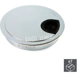 Lote De 7 Tapas Pasacables Circulares Ø80mm Para Encastrar Zamak Cromado Emuca