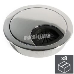Lote De 8 Tapas Pasacables Circular Ø60mm Para Encastrar Zamak Cromado Emuca