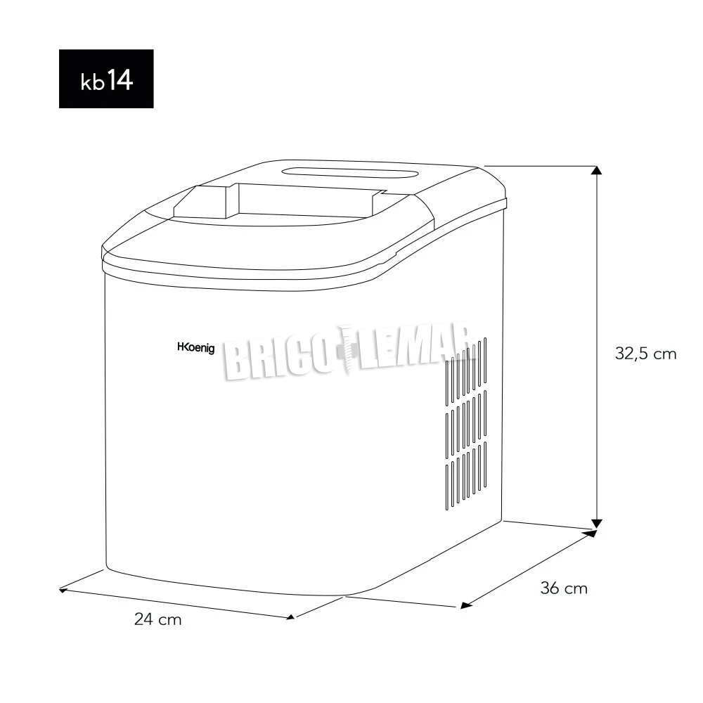 Máquina Para Hacer Hielo 120W Capacidad 12kg 2 Tamaños De Cubitos H.Koenig KB14 9 Máquina Para Hacer Hielo 120W Capacidad 12kg 2 Tamaños De Cubitos H.Koenig KB14 - Imagen 7