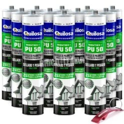Masilla Poliuretano SINTEX PU-50 Sellado Y Pegado 300ml Negro Caja 12 Unidades Quilosa