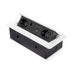 Multiconector Atom 26 Blanco 2 Schuko 1 USB-A 1 USB-C RJ45 HDMI - Emuca