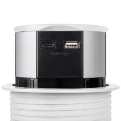 Multiconector Vertikal Push Blanco D.100mm 3 Schuko 1 USB-A 1 USB-C - Emuca -Brico Lemar Comercio multiconector vertikal push blanco d100mm 3 schuko 1 usb a 1 usb c emuca 2