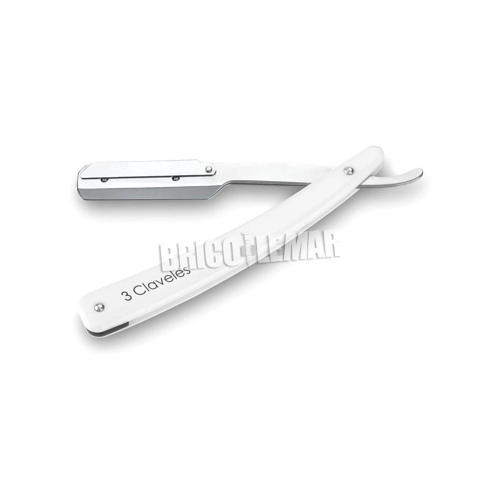 Navaja Peluquero 20cm Blanca Con Cierre Seguridad 3 Claveles 3 Navaja Peluquero 20cm Blanca Con Cierre Seguridad 3 Claveles