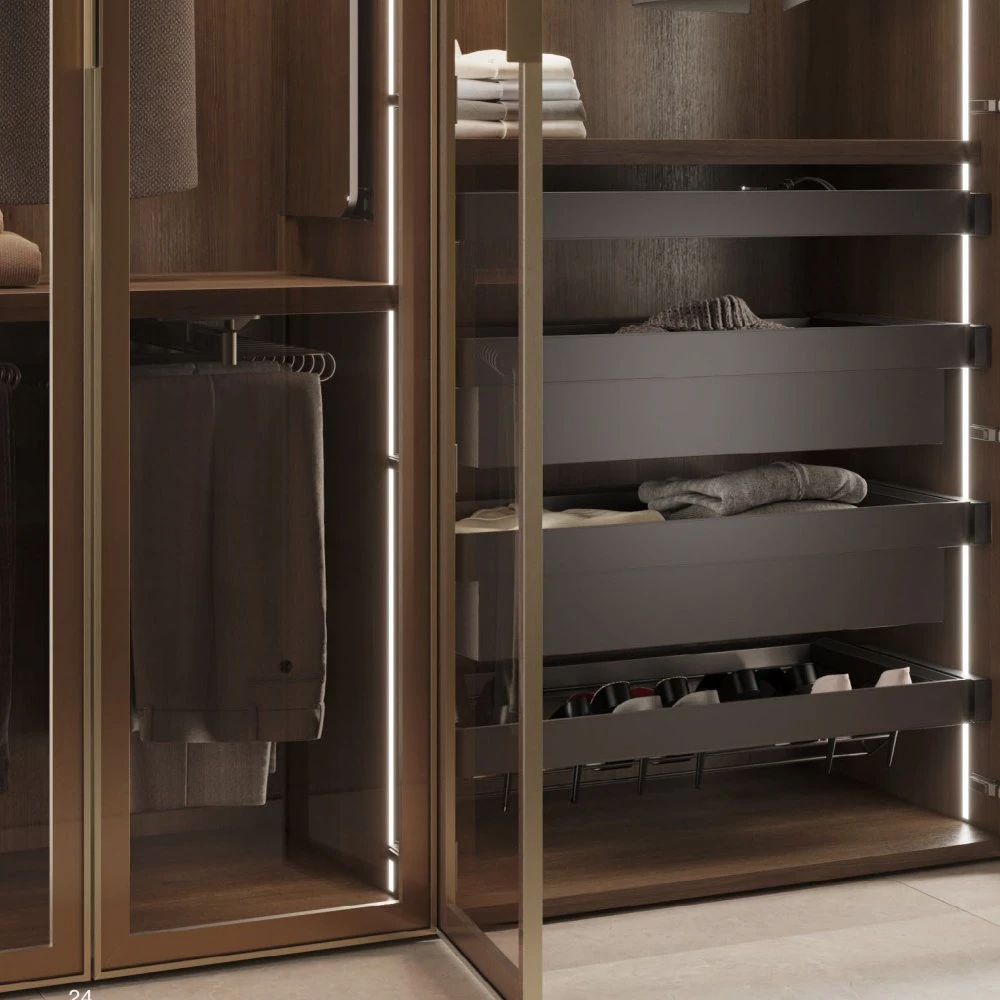 Pantalonero Extraíble, 11 Varillas, Guías De Extracción Total, Acero, Titanio - Emuca 5 Pantalonero Extraíble, 11 Varillas, Guías De Extracción Total, Acero, Titanio - Emuca - Imagen 3