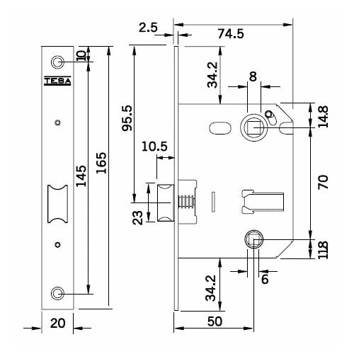 Picaporte Tesa 134 U 5R HL 4 Picaporte Tesa 134 U 5R HL - Imagen 2