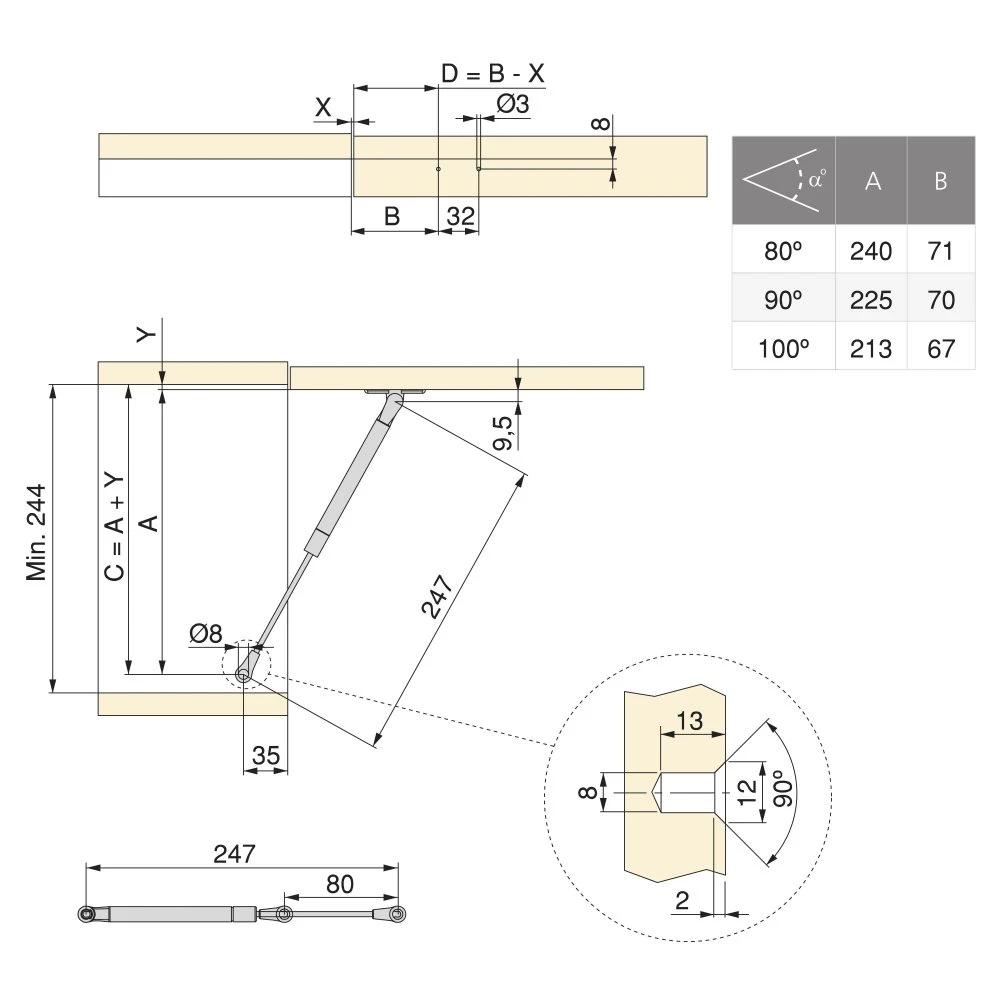 Pistón Para Puertas Elevables Thin, Diámetro 12mm, Con Enganches, 5kg, Acero Y Plástico, Pintado Níquel Mate - Emuca 11 Pistón Para Puertas Elevables Thin, Diámetro 12mm, Con Enganches, 5kg, Acero Y Plástico, Pintado Níquel Mate - Emuca - Imagen 9