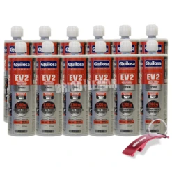 Quilosa EV2 Anclaje Taco Químico Epoxi Basado En Vinilester Sin Estireno 410ml Caja 12 Cartuchos