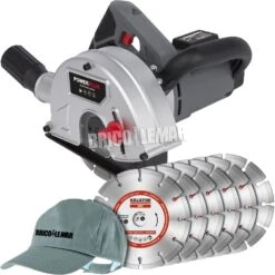 Ranuradora De Pared 1700W PowerPlus + 6 Discos De Diamante Ø150mm Premium