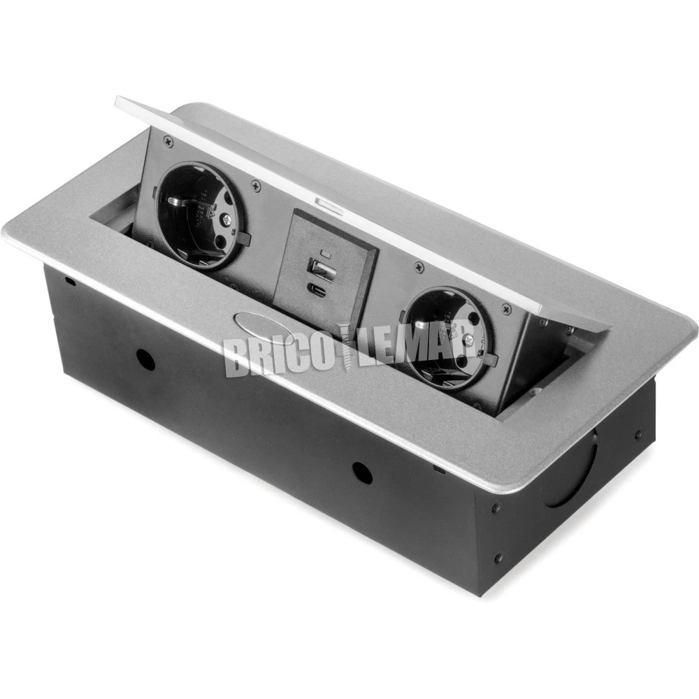 Regleta De Enchufes Atom Lite Para Escritorio 2 Enchufes EU + 1 USB A + 1 USB C 265x120mm Gris Metalizado Emuca 4 Regleta De Enchufes Atom Lite Para Escritorio 2 Enchufes EU + 1 USB A + 1 USB C 265x120mm Gris Metalizado Emuca - Imagen 2