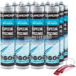 Sellador Adhesivo MS Especial Piscina BRIK-CEN MS-AQUA Quiadsa Caja De 12 Cartuchos De 290ml Blanco