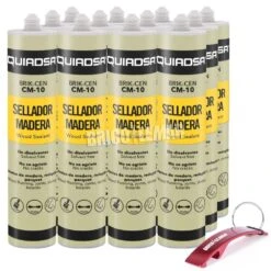Sellador Elástico Para Madera BRIK-CEN CM-10 Pino Caja De 12 Cartuchos De 300ml Quiadsa